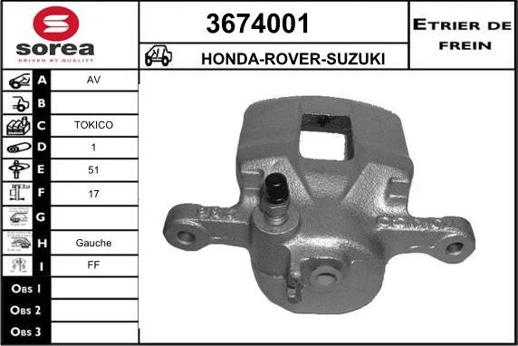 Sera 3674001 - Гальмівний супорт autozip.com.ua