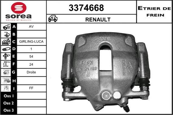 Sera 3374668 - Гальмівний супорт autozip.com.ua