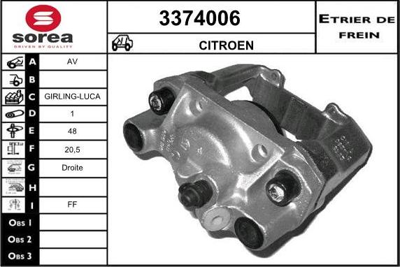 Sera 3374006 - Гальмівний супорт autozip.com.ua