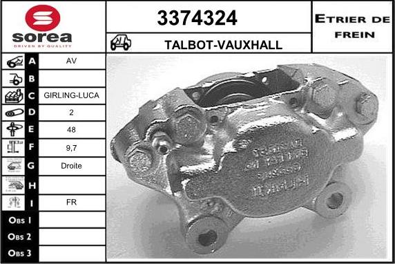 Sera 3374324 - Гальмівний супорт autozip.com.ua