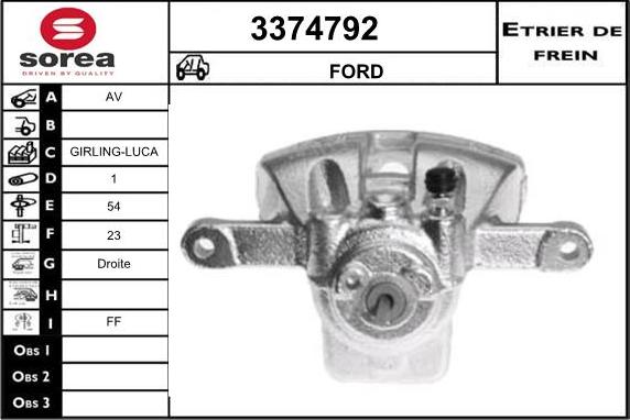 Sera 3374792 - Гальмівний супорт autozip.com.ua