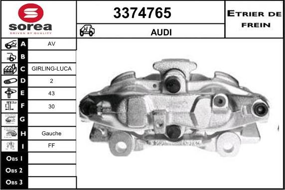 Sera 3374765 - Гальмівний супорт autozip.com.ua