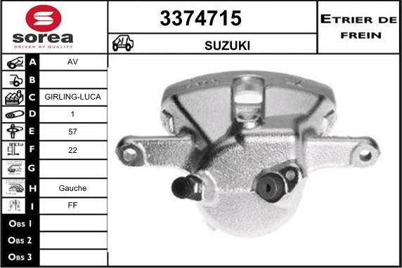 Sera 3374715 - Гальмівний супорт autozip.com.ua