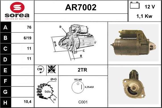 Sera AR7002 - Стартер autozip.com.ua