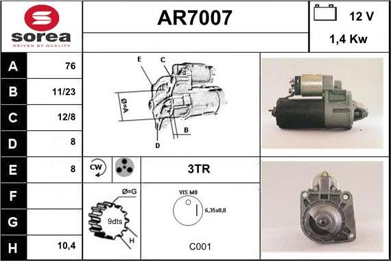 Sera AR7007 - Стартер autozip.com.ua