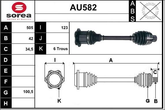 Sera AU582 - Приводний вал autozip.com.ua