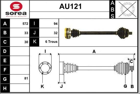 Sera AU121 - Приводний вал autozip.com.ua