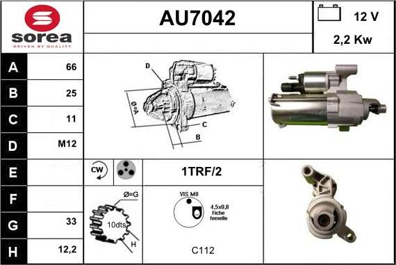 Sera AU7042 - Стартер autozip.com.ua