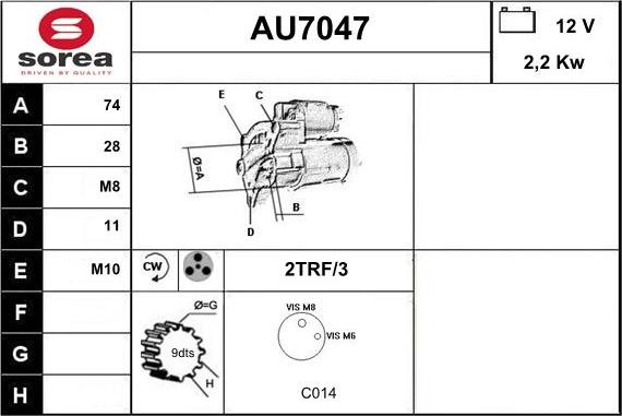 Sera AU7047 - Стартер autozip.com.ua