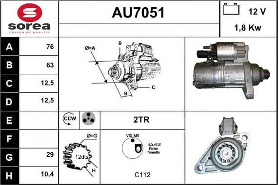 Sera AU7051 - Стартер autozip.com.ua