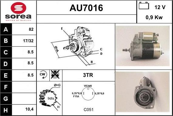 Sera AU7016 - Стартер autozip.com.ua