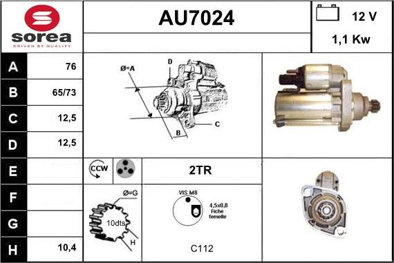 Sera AU7024 - Стартер autozip.com.ua