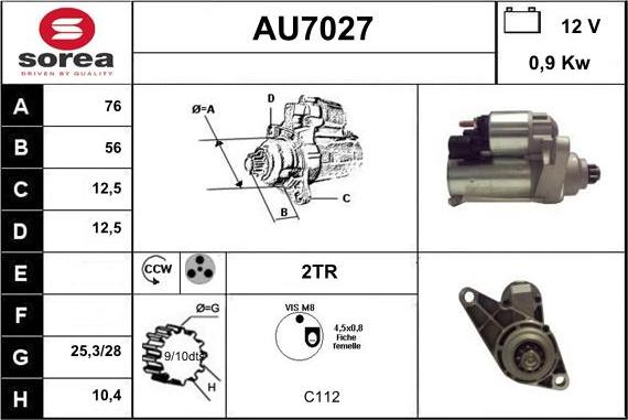 Sera AU7027 - Стартер autozip.com.ua