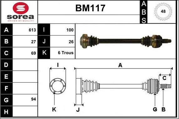 Sera BM117 - Приводний вал autozip.com.ua