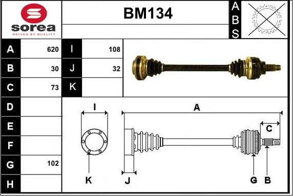 Sera BM134 - Приводний вал autozip.com.ua