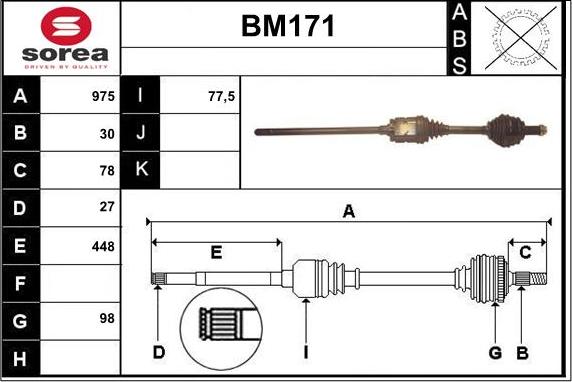 Sera BM171 - Приводний вал autozip.com.ua