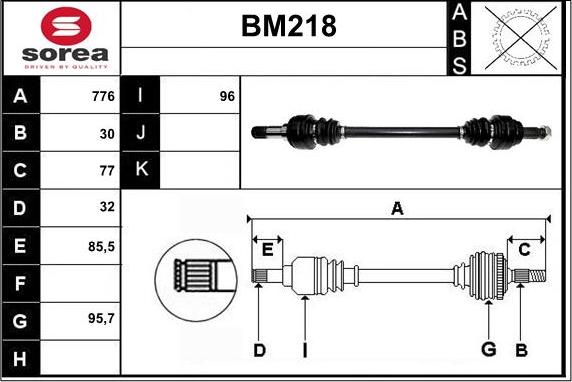 Sera BM218 - Приводний вал autozip.com.ua