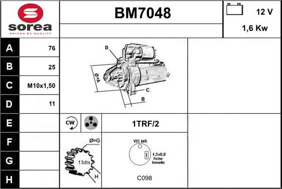 Sera BM7048 - Стартер autozip.com.ua