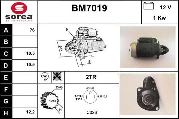 Sera BM7019 - Стартер autozip.com.ua