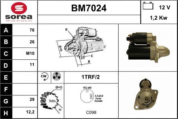 Sera BM7024 - Стартер autozip.com.ua