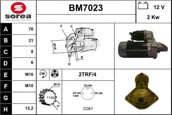 Sera BM7023 - Стартер autozip.com.ua