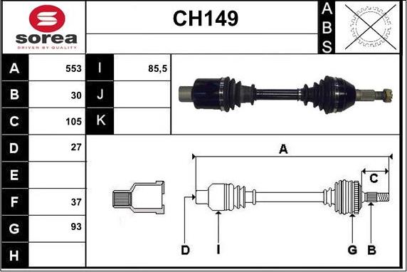 Sera CH149 - Приводний вал autozip.com.ua