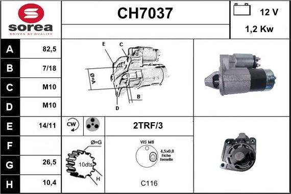 Sera CH7037 - Стартер autozip.com.ua