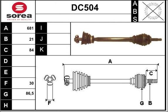 Sera DC504 - Приводний вал autozip.com.ua