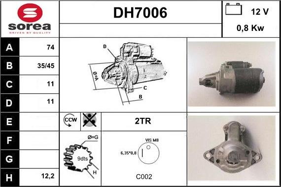 Sera DH7006 - Стартер autozip.com.ua