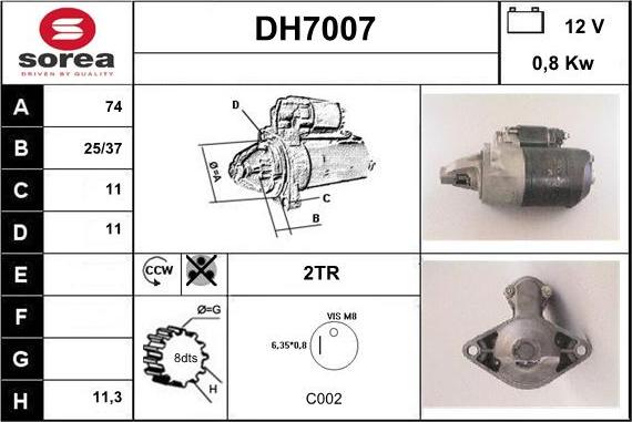 Sera DH7007 - Стартер autozip.com.ua