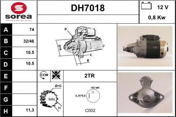 Sera DH7018 - Стартер autozip.com.ua