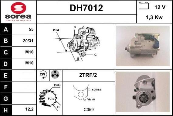 Sera DH7012 - Стартер autozip.com.ua