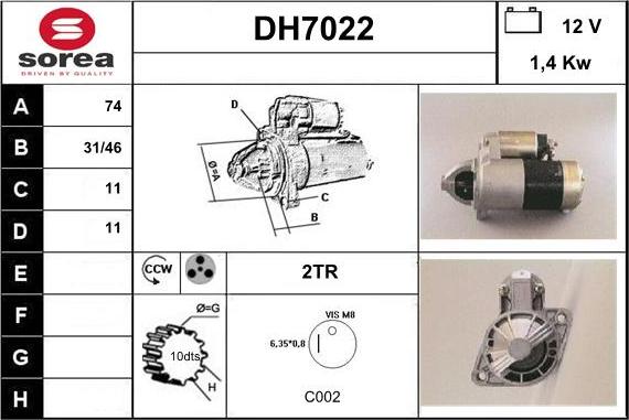 Sera DH7022 - Стартер autozip.com.ua