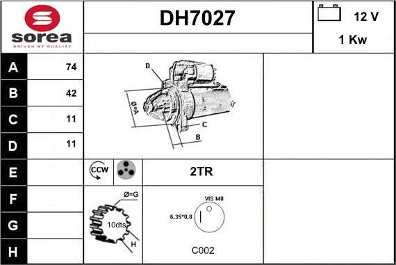 Sera DH7027 - Стартер autozip.com.ua