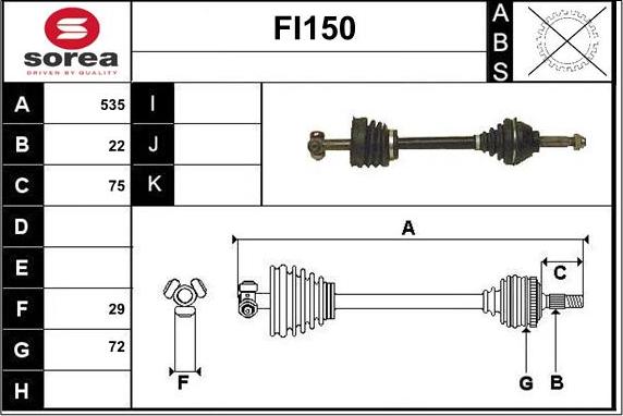 Sera FI150 - Приводний вал autozip.com.ua