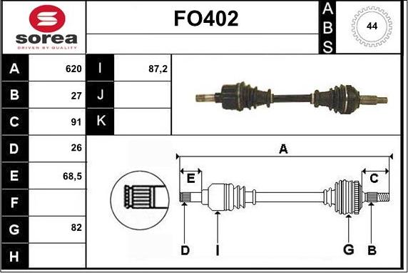 Sera FO402 - Приводний вал autozip.com.ua