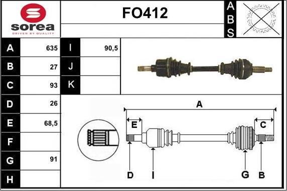 Sera FO412 - Приводний вал autozip.com.ua