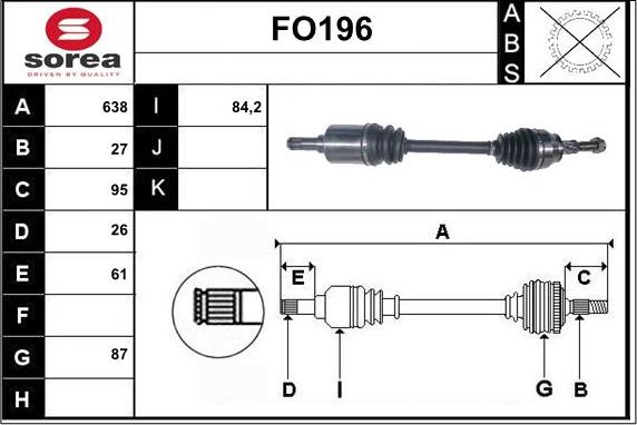 Sera FO196 - Приводний вал autozip.com.ua