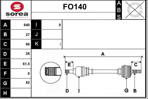 Sera FO140 - Приводний вал autozip.com.ua