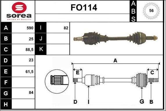 Sera FO114 - Приводний вал autozip.com.ua