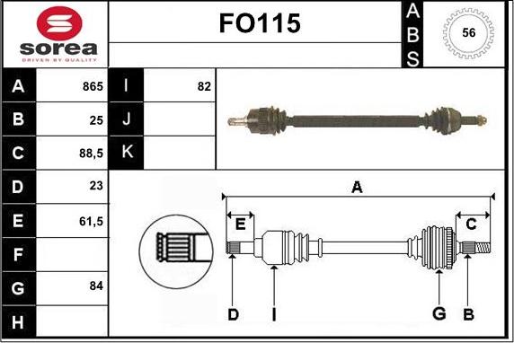 Sera FO115 - Приводний вал autozip.com.ua