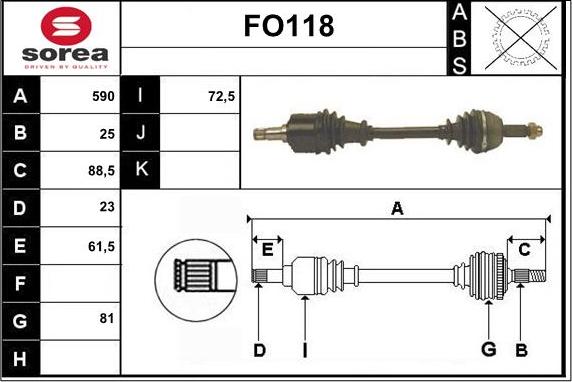 Sera FO118 - Приводний вал autozip.com.ua