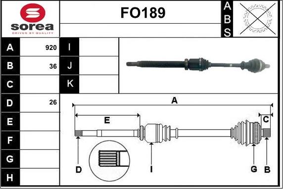 Sera FO189 - Приводний вал autozip.com.ua