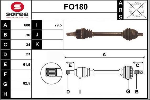 Sera FO180 - Приводний вал autozip.com.ua