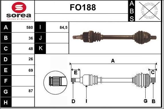 Sera FO188 - Приводний вал autozip.com.ua