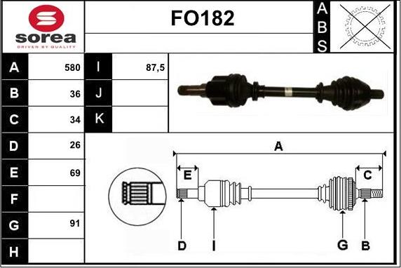 Sera FO182 - Приводний вал autozip.com.ua