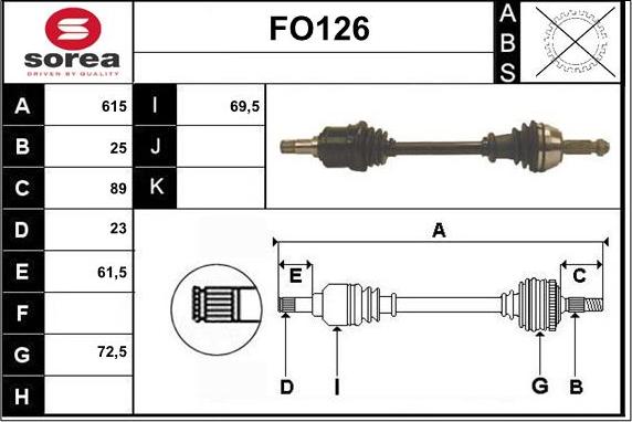 Sera FO126 - Приводний вал autozip.com.ua