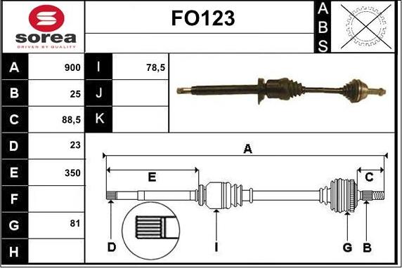 Sera FO123 - Приводний вал autozip.com.ua