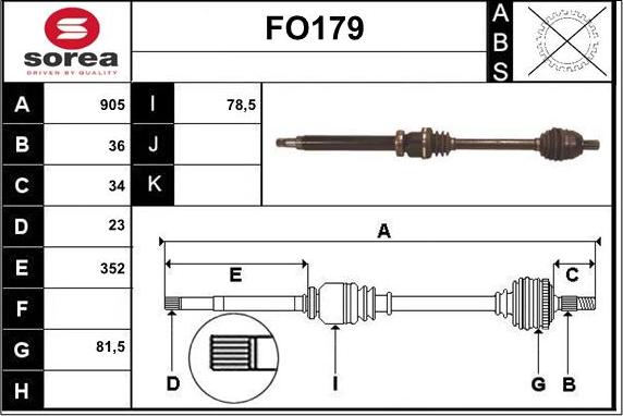 Sera FO179 - Приводний вал autozip.com.ua