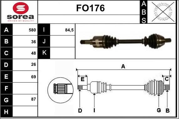 Sera FO176 - Приводний вал autozip.com.ua